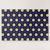 Elegant Navy and Gold Geometric Tile Pattern Legpuzzel (Horizontaal)