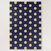 Elegant Navy and Gold Geometric Tile Pattern Legpuzzel (Verticaal)