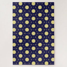 Elegant Navy and Gold Geometric Tile Pattern Legpuzzel