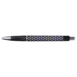 Elegant Navy and Gold Geometric Tile Pattern Pen