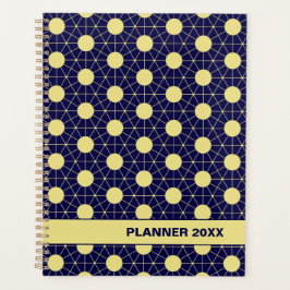 Elegant Navy and Gold Geometric Tile Pattern Planner