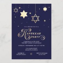 Elegant Navy and gold Hanukkah Party