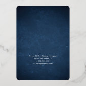 Elegant Navy and Gold Kerstparty Folie Uitnodiging (Achterkant)