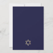 Elegant Navy and Gold Light Strings Hanukkah Party Kaart (Achterkant)
