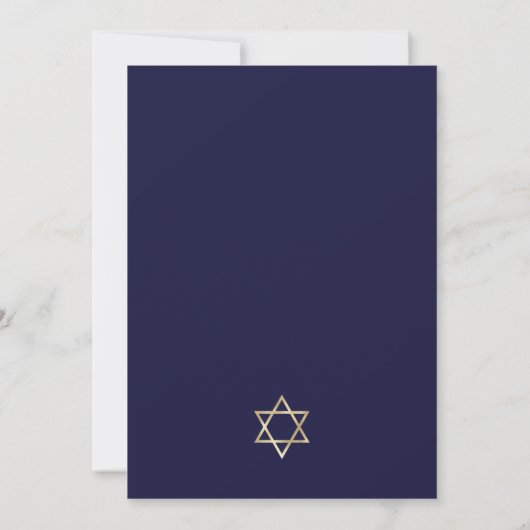 Elegant Navy and Gold Light Strings Hanukkah Party Kaart (Achterkant)