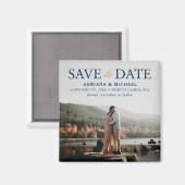 Elegant Navy and Gold Save the Date Wedding Magnet (Voorkant / Achterkant)