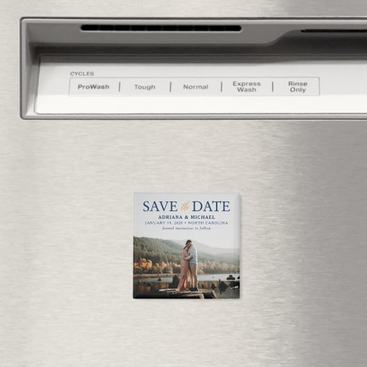 Elegant Navy and Gold Save the Date Wedding Magnet (Insitu (Vaatwasser))