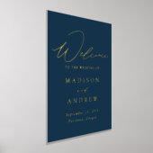 Elegant Navy and Gold Script Wedding Welcome Folie Afdrukken (Laagn)