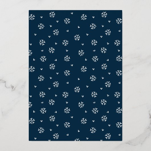 Elegant Navy and Gold Snowflake Holiday Party Folie Uitnodiging (Achterkant)