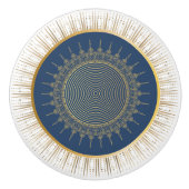 Elegant Navy and Gold Sunburst Keramische Knop (Voorkant)