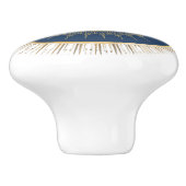 Elegant Navy and Gold Sunburst Keramische Knop (Zijkant)