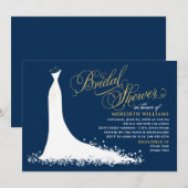 Elegant Navy and Gold Wedding Gown Vrijgezellenfee Kaart (Voorkant / Achterkant)