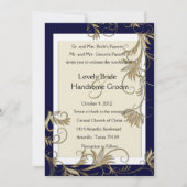 Elegant Navy and Gold Wedding Invitations Kaart (Voorkant)