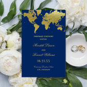 Elegant Navy and Gold Wereldkaart Wedding Programs