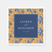 Elegant Navy and Orange Floral Servet (Voorkant)