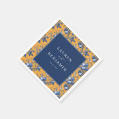 Elegant Navy and Orange Floral Servet (Hoek)