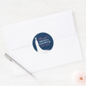 Elegant Navy and Pink Wedding Gown Vrijgezellenfee Ronde Sticker (Envelop)