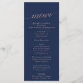 Elegant Navy and Roos Calligraphy Dinner Menu Kaar (Voorkant)