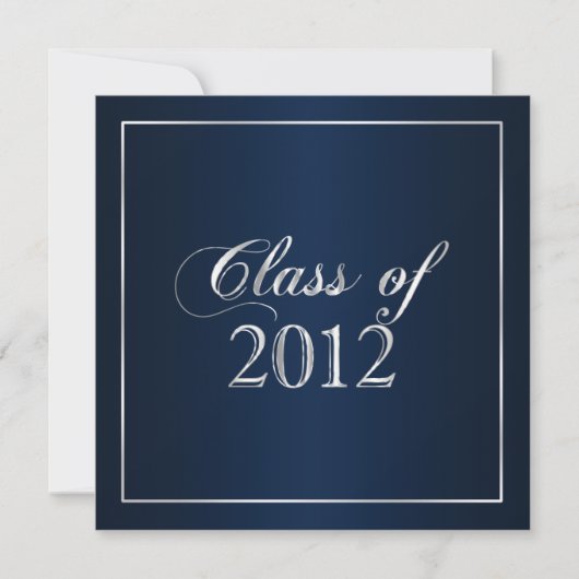 Elegant Navy and Silver Class of 2012 Invitation Kaart (Voorkant)