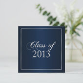 Elegant Navy and Silver Class of 2013 Invitation Kaart (Staand voorkant)