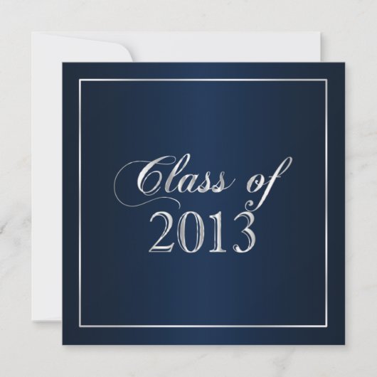 Elegant Navy and Silver Class of 2013 Invitation Kaart (Voorkant)