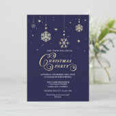 Elegant Navy and Sparkly Gold-kerstparty Kaart (Staand voorkant)