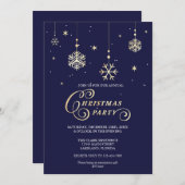 Elegant Navy and Sparkly Gold-kerstparty Kaart (Voorkant / Achterkant)