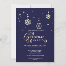 Elegant Navy and Sparkly Gold-kerstparty Kaart