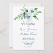 Elegant Navy and White Floral Wedding Kaart (Voorkant)