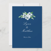 Elegant Navy and White Floral Wedding Kaart (Achterkant)