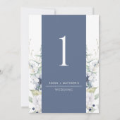 Elegant Navy and White Floral Wedding Table Number (Achterkant)