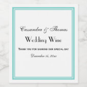 Elegant Navy Aqua Framed H Wine Fles Label Wijn Etiket (Enkel label)