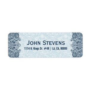 Elegant Navy & Baby Blue Floral Paisley Lace Etiket