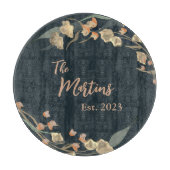 Elegant Navy Beige Botanische Familie Snijplank (Voorkant)