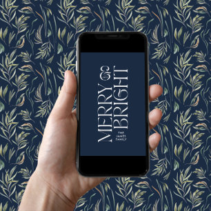 Elegant navy blad moderne minimale typografie feestdagenkaart