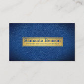 Elegant Navy Blau Leer Goud Label Professioneel (Voorkant)