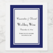 Elegant Navy Blau Omlijst #2 Wijnfles Etiket (Enkel label)