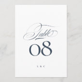 Elegant Navy Blau Witte Trouw 5 x 7 Tafelnummer (Achterkant)