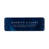 Elegant Navy Blau Zilveren Glitter Bruiloft Etiket (Voorkant)