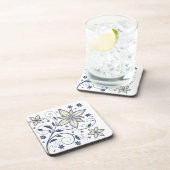 Elegant Navy Blauw Bloempatroon | Bier Onderzetter (Rechterzijde)