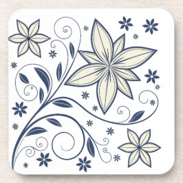 Elegant Navy Blauw Bloempatroon | Bier Onderzetter