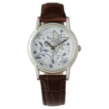 Elegant Navy Blauw Bloempatroon |
