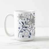 Elegant Navy Blauw Bloempatroon | Koffiemok (Links)