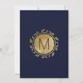Elegant Navy Blauw en Goud Bloemen Verloving Kaart (Achterkant)
