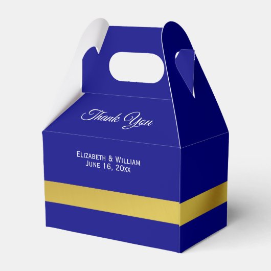 Elegant Navy Blauw en Goud Dank u Bedankdoosjes (Achterkant)