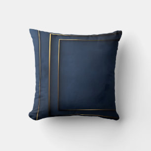 Elegant Navy Blauw en Goud Geometrisch Kussen