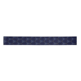 Elegant Navy Blauw en Goud Geometrisch Satijnen Lint