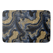 Elegant Navy Blauw en Goud Glitter Agaat Patroon Badmat (Voorkant)