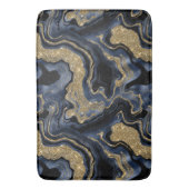 Elegant Navy Blauw en Goud Glitter Agaat Patroon Badmat (Voorkant Verticaal)