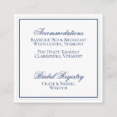 Elegant Navy Blauw en Wit Bruiloft Details Kaart (Voorkant)